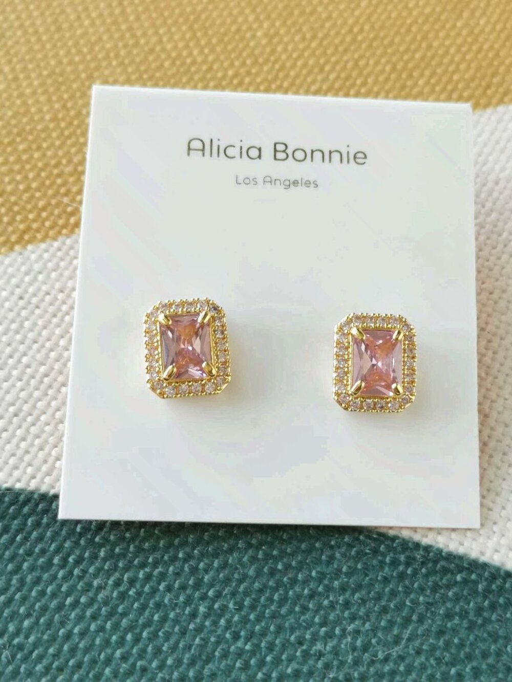 Alicia Bonnie Aurora Pink Crystal Stud Earrings NEW